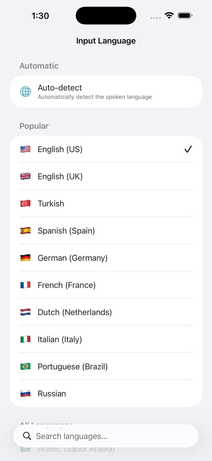 Input language picker with auto-detect